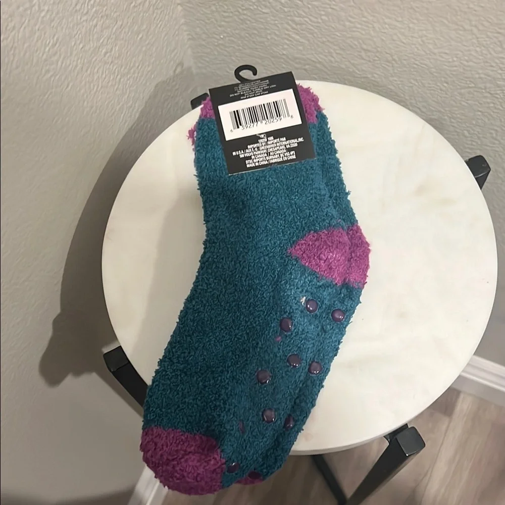 Snuglo Teal and Purple Fuzzy Socks